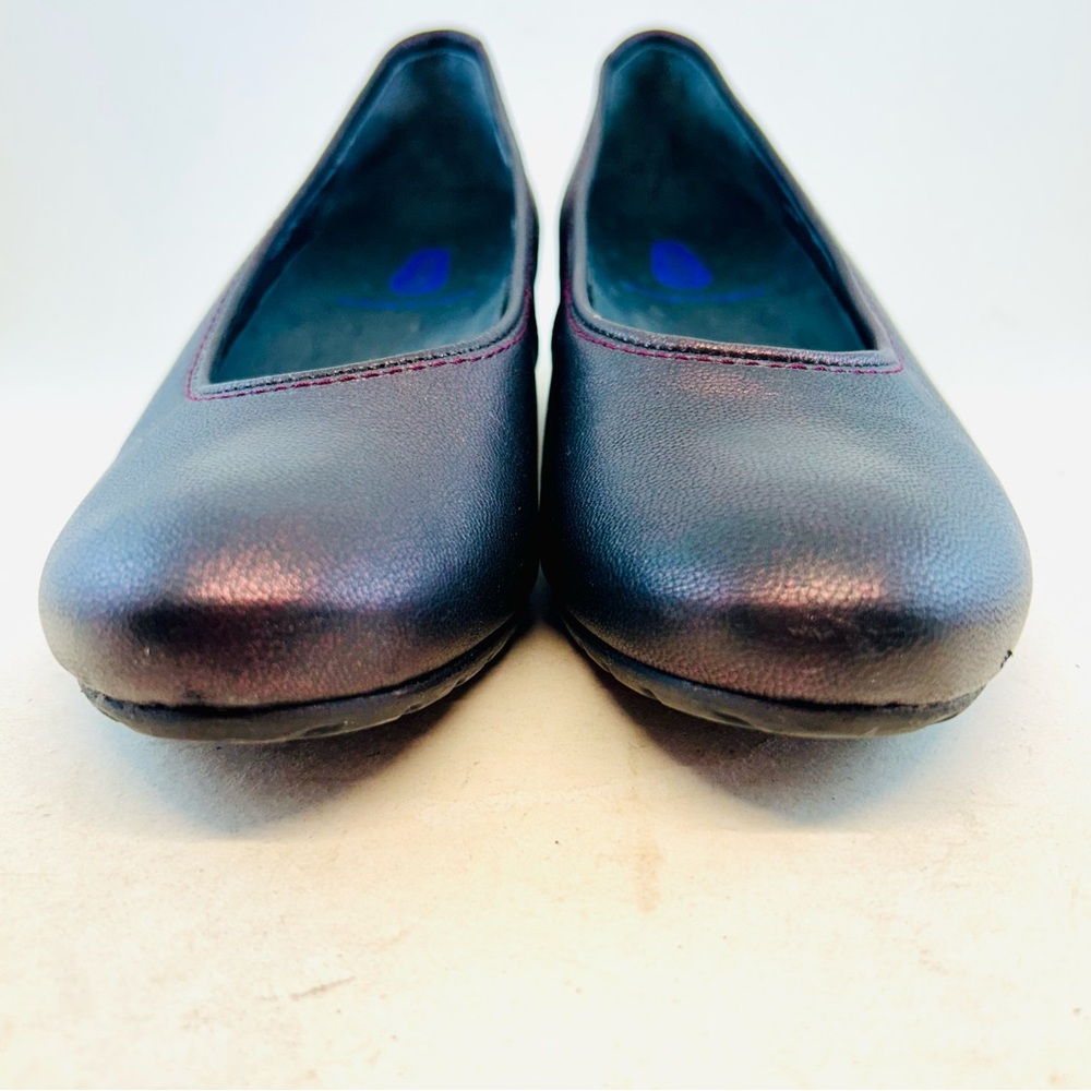 Wolky Black w/Red Metallic Shimmer Valentine Ballernina Wedges, size 40 US 9 - Picture 3 of 11